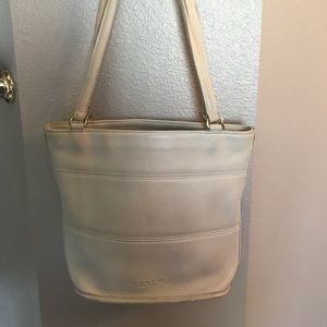 Coach all leather tote bag